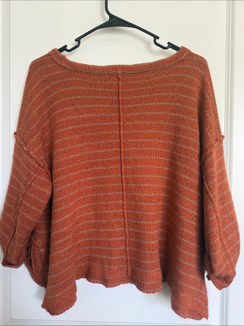 Altar’d State Oversized with 3/4 Sleeve Rust Striped Knit Sweater - Women - Picture 3 of 3